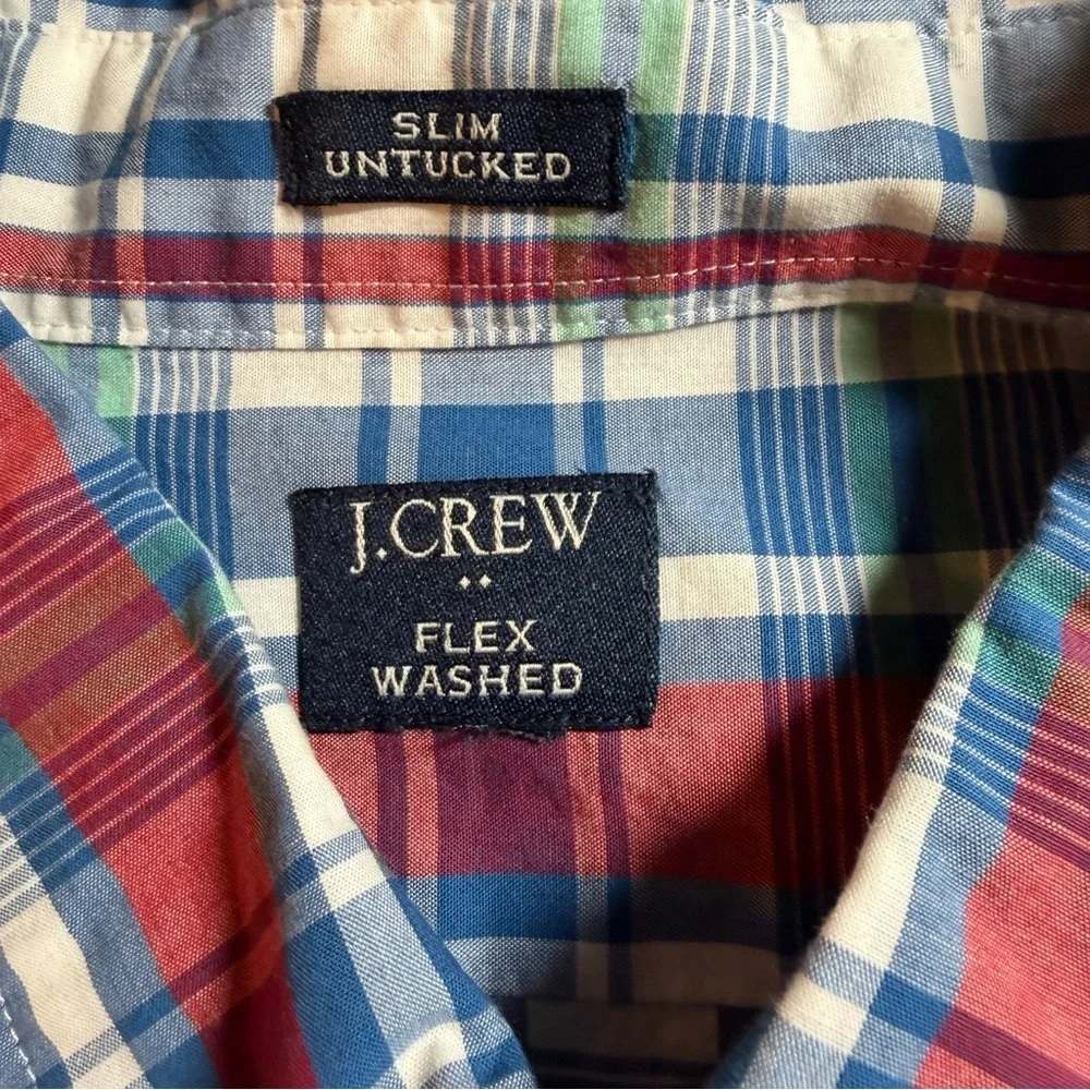 J. Crew Men's Red and Blue Plaid Casual Shirt NWOT XL